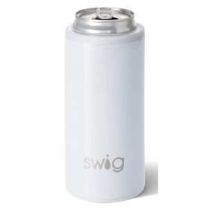 Swig Life Skinny Can Cooler Stainless Steel Triple Insulated Diamond White